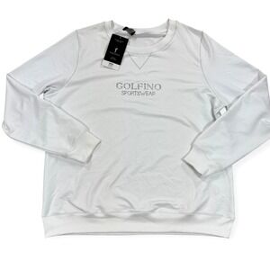 Golfino Sweater Womens Size 12 White Stars On The Green Embellished Crewneck NWT